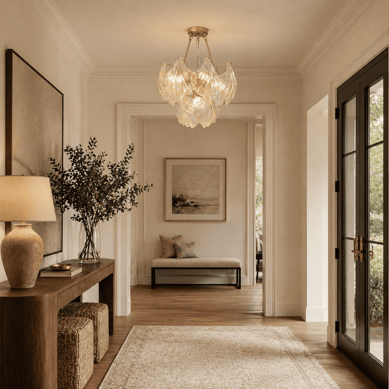 Marivelle Shell Glass Round Chandelier