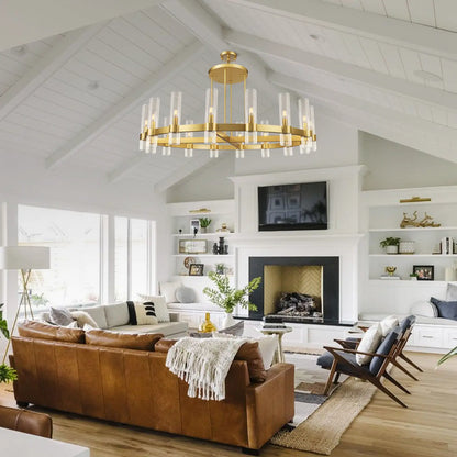 Cylora Glass Tube Round Chain Chandelier 122cm