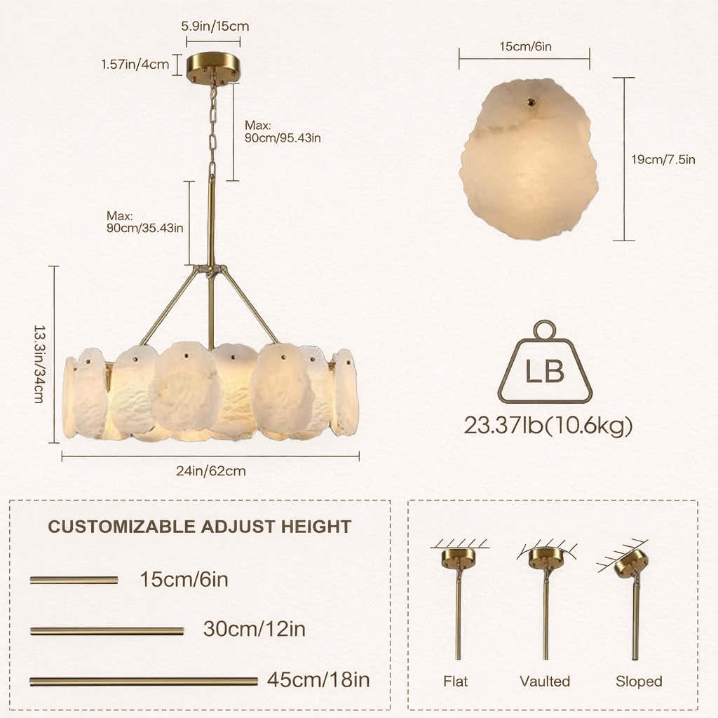 Moira Alabaster Round Chandelier 61cm D