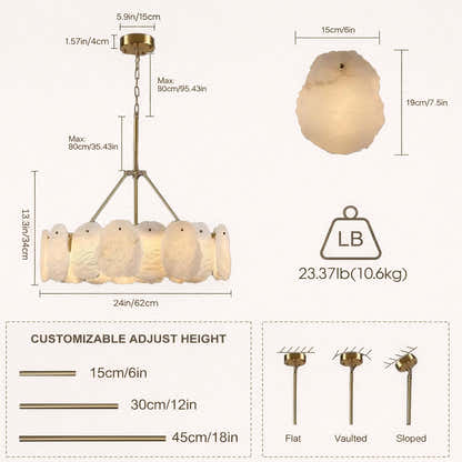 Moira Alabaster Round Chandelier 61cm D