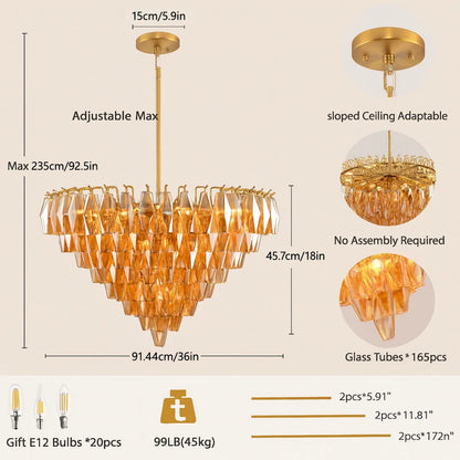 Celestial Drop Glass Crystal Glass Chandelier 91cm