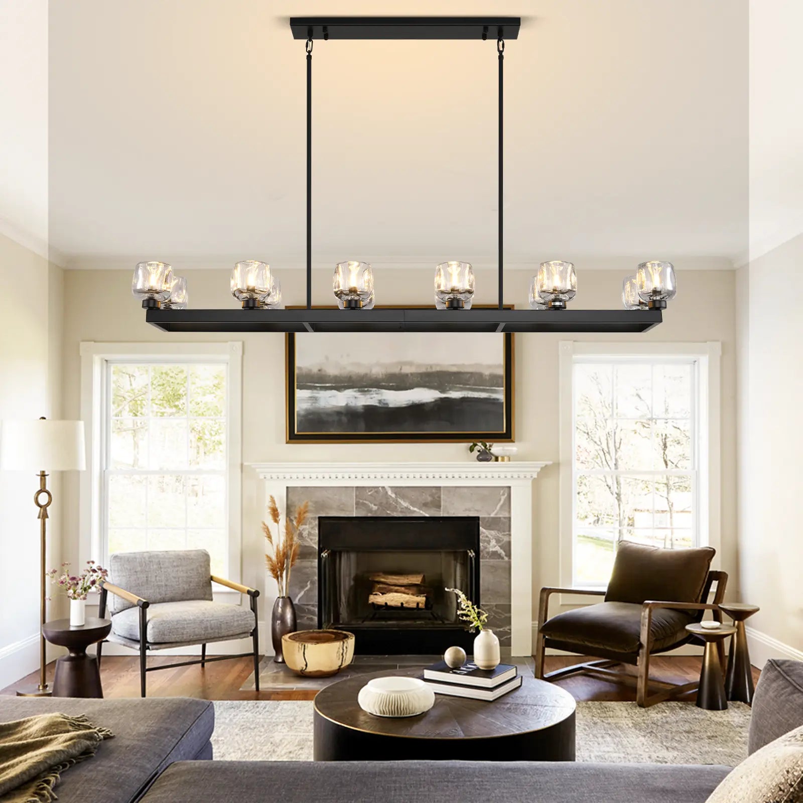 Vellum Rectangular Chandelier 173cm L