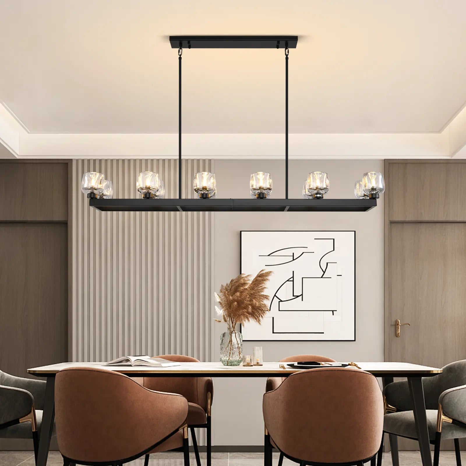 Vellum Rectangular Chandelier 173cm L