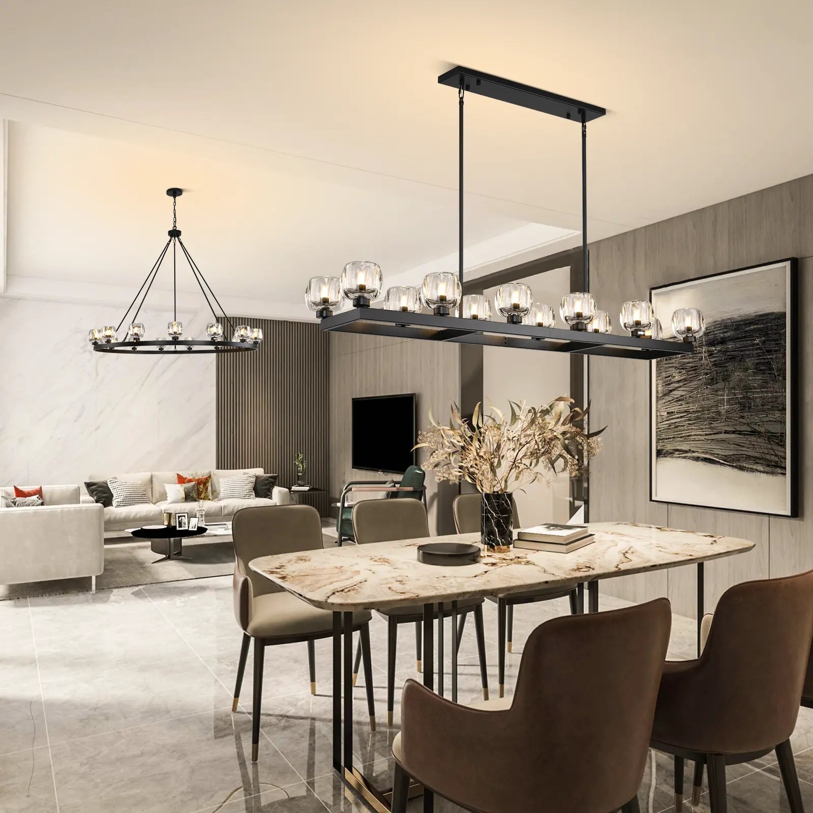 Vellum Rectangular Chandelier 173cm L