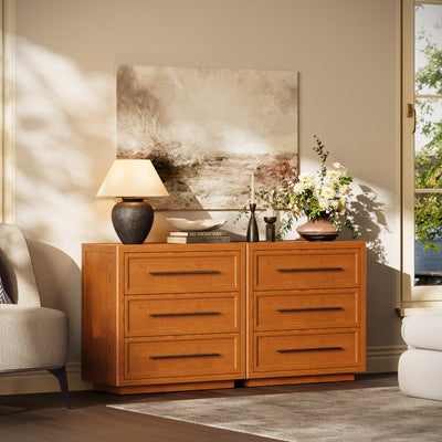 Alvar 61″ Oak 6-Drawer Chest(Set of 2)