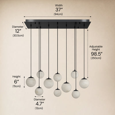 Elviora Resin Globe Rectangular Chandelier size-image 