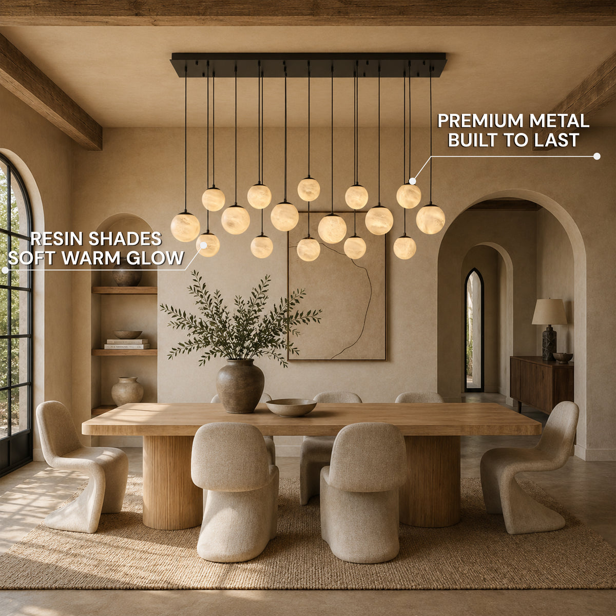 Elviora Resin Globe Rectangular Chandelier 