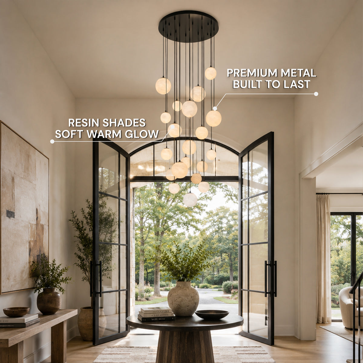 Elviora Resin Globe Round Chandelier 