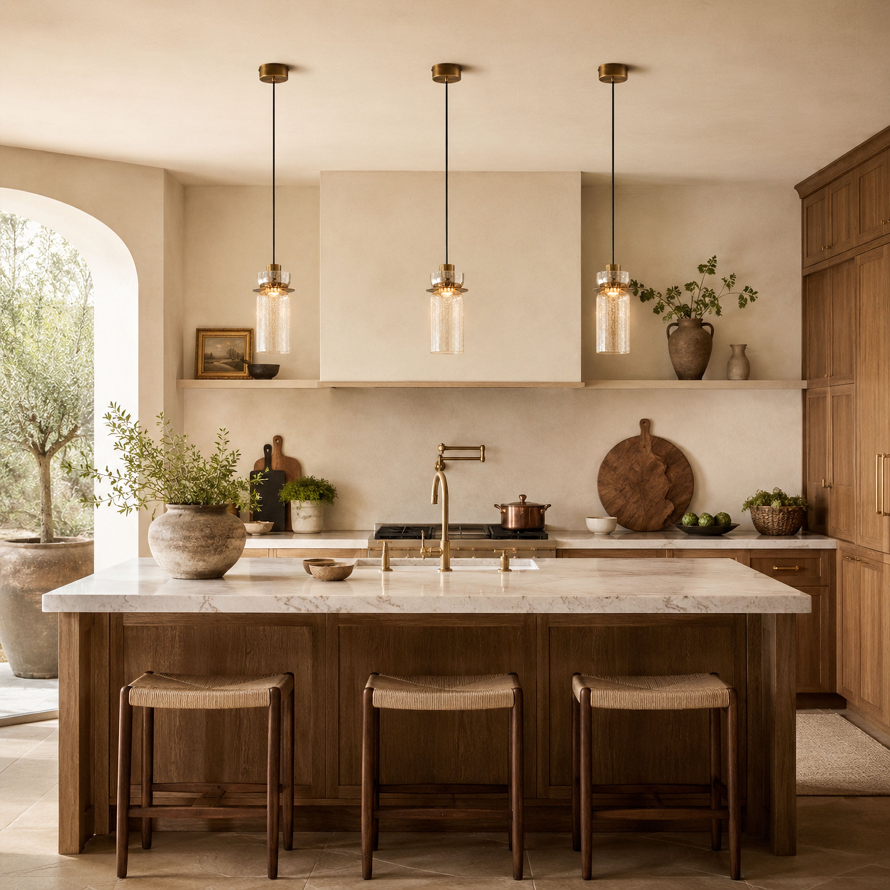 Zendria Crackle Glass Pendant Light