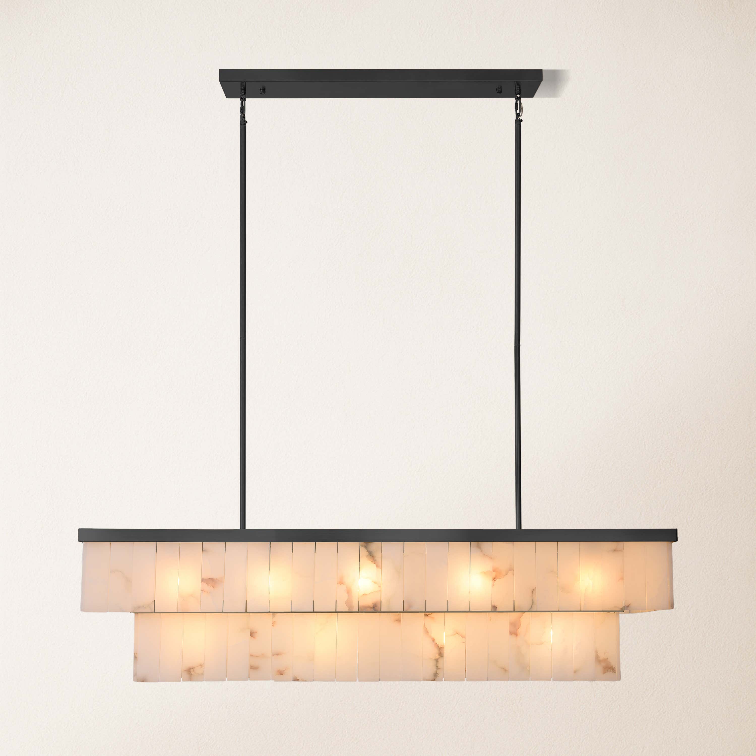 Solmare Alabaster Rectangular Chandelier 55"W