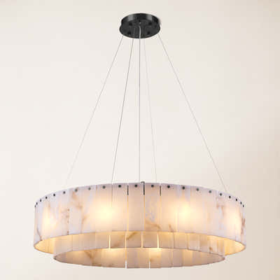 Sawyer Alabaster Round Chandelier 32"
