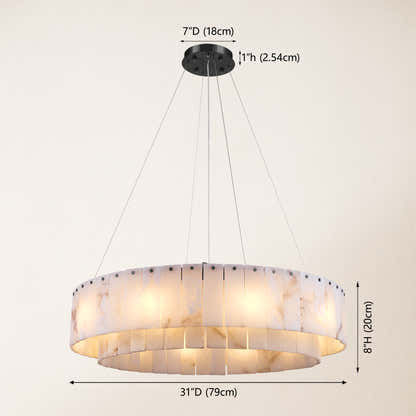 Sawyer Alabaster Round Chandelier 32"