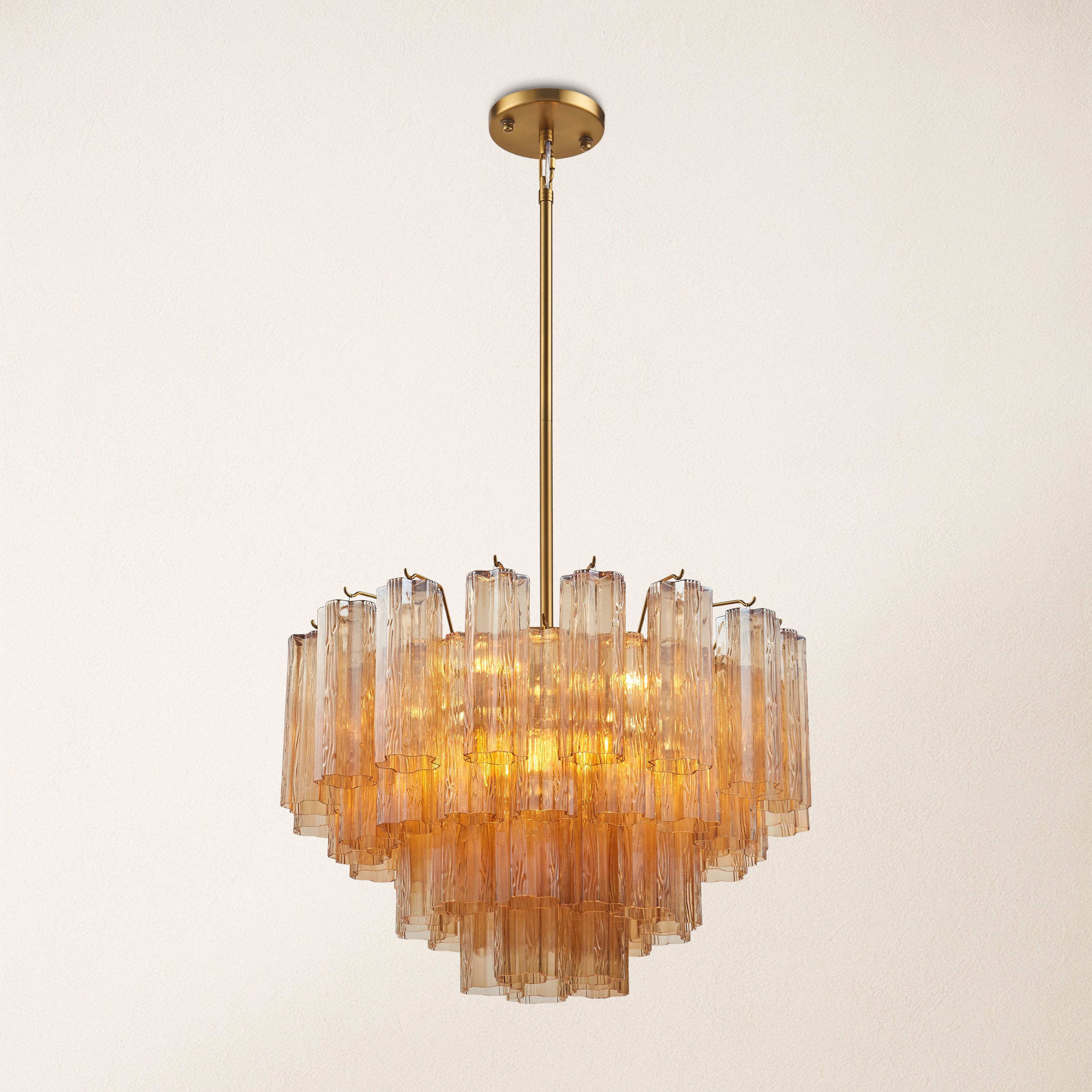 Dawel Glass Round Chandelier 24"D#Glass_Amber