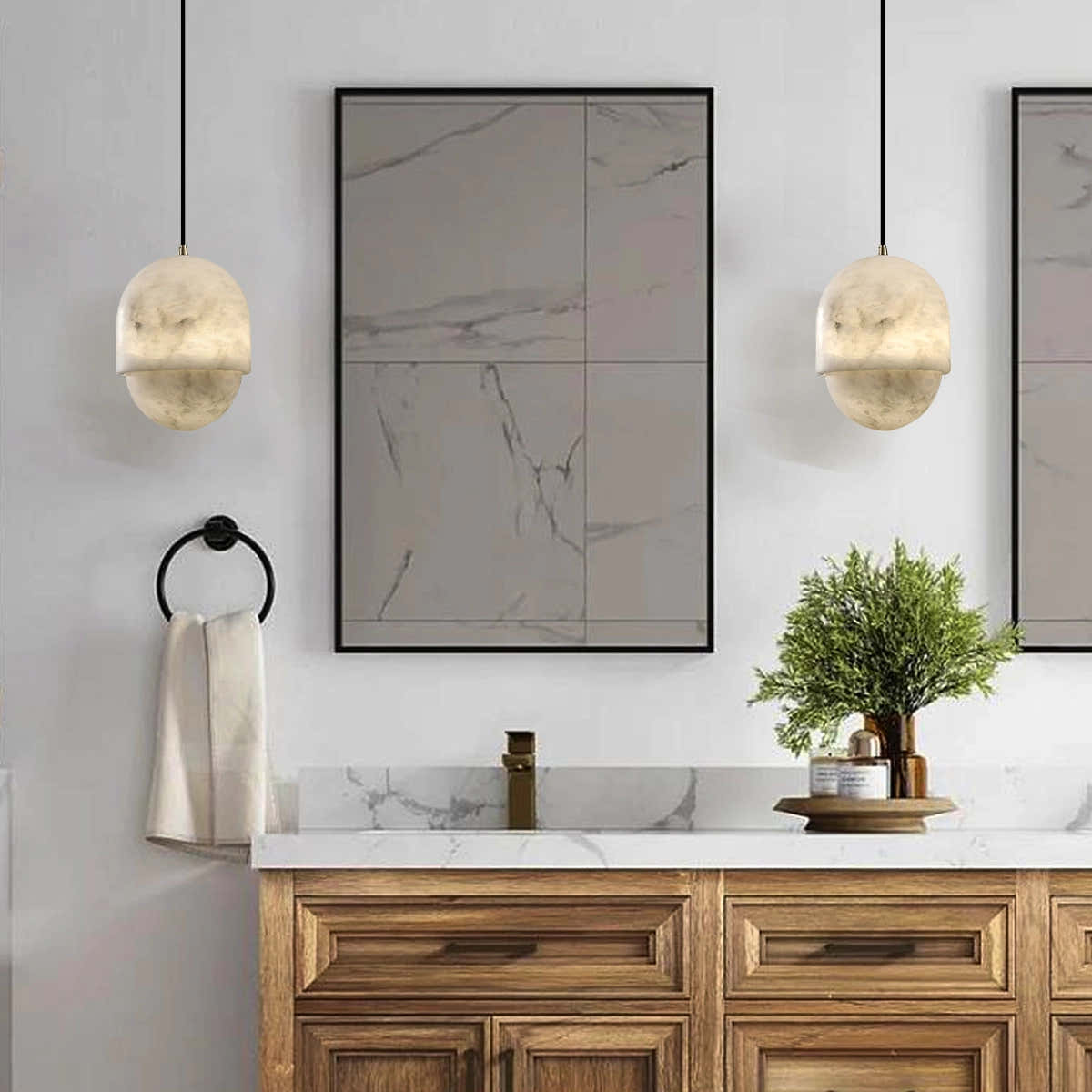 Hecate Alabaster Modern Pendant 15cm