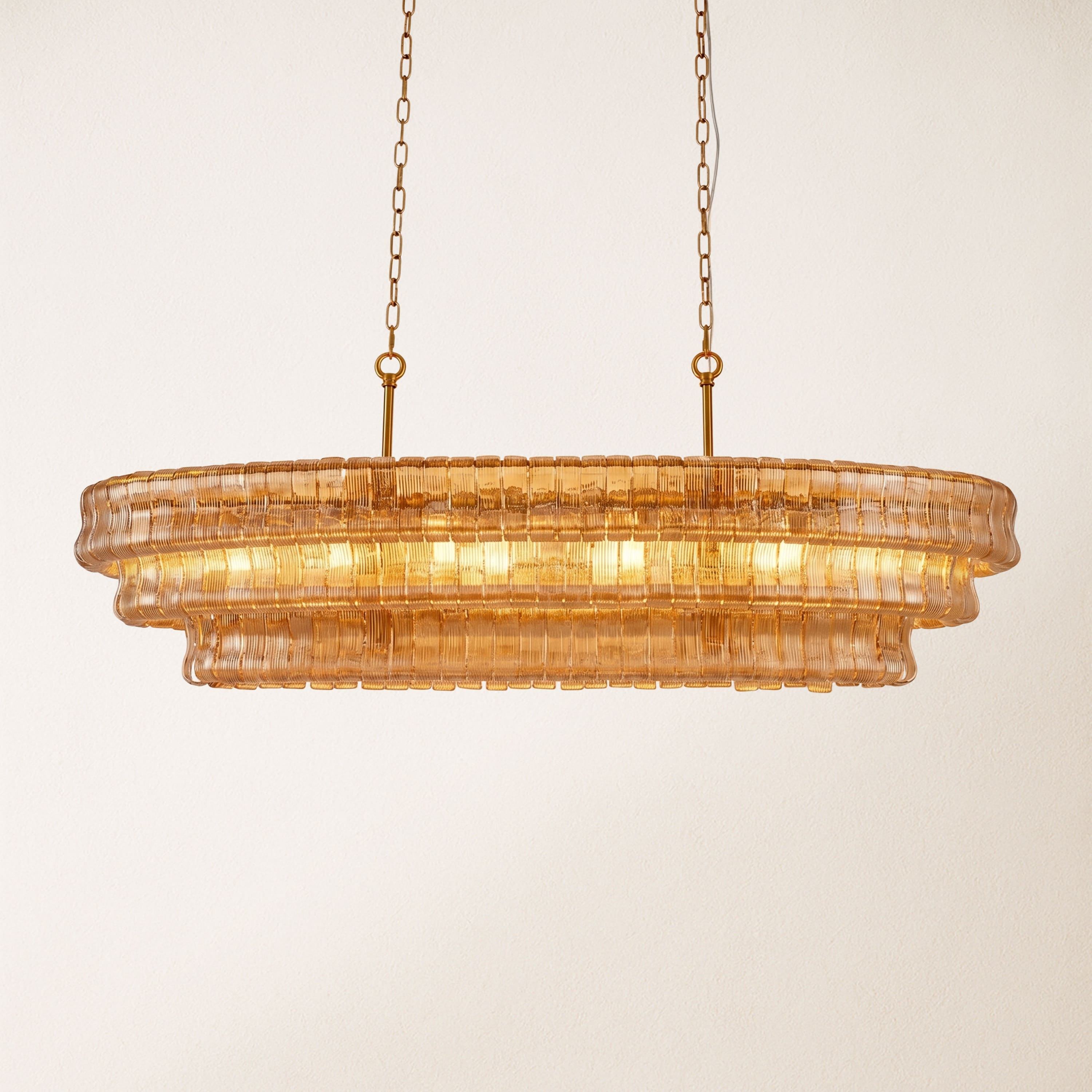Ondalia Tiered Glass Oval Chandelier 54"W