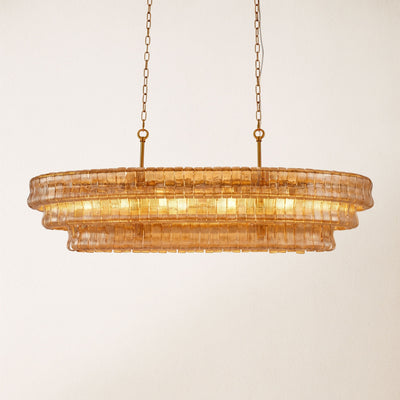 Ondalia Tiered Glass Oval Chandelier 54"W