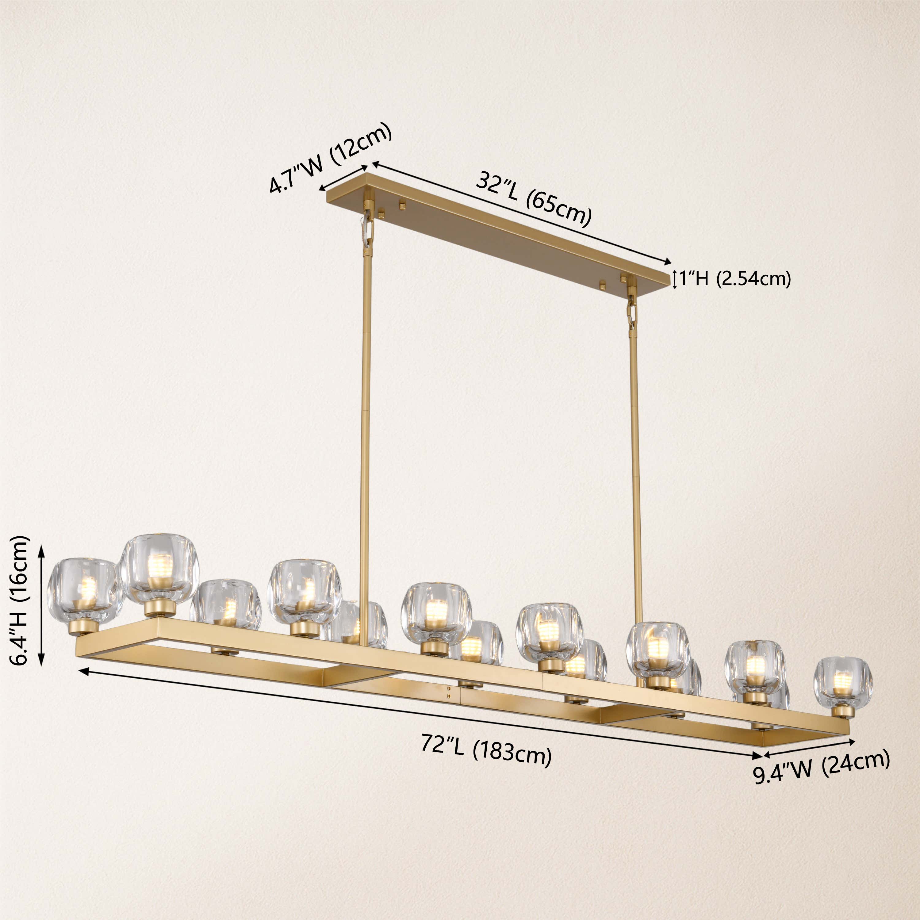 Vellum Rectangular Chandelier 173cm L