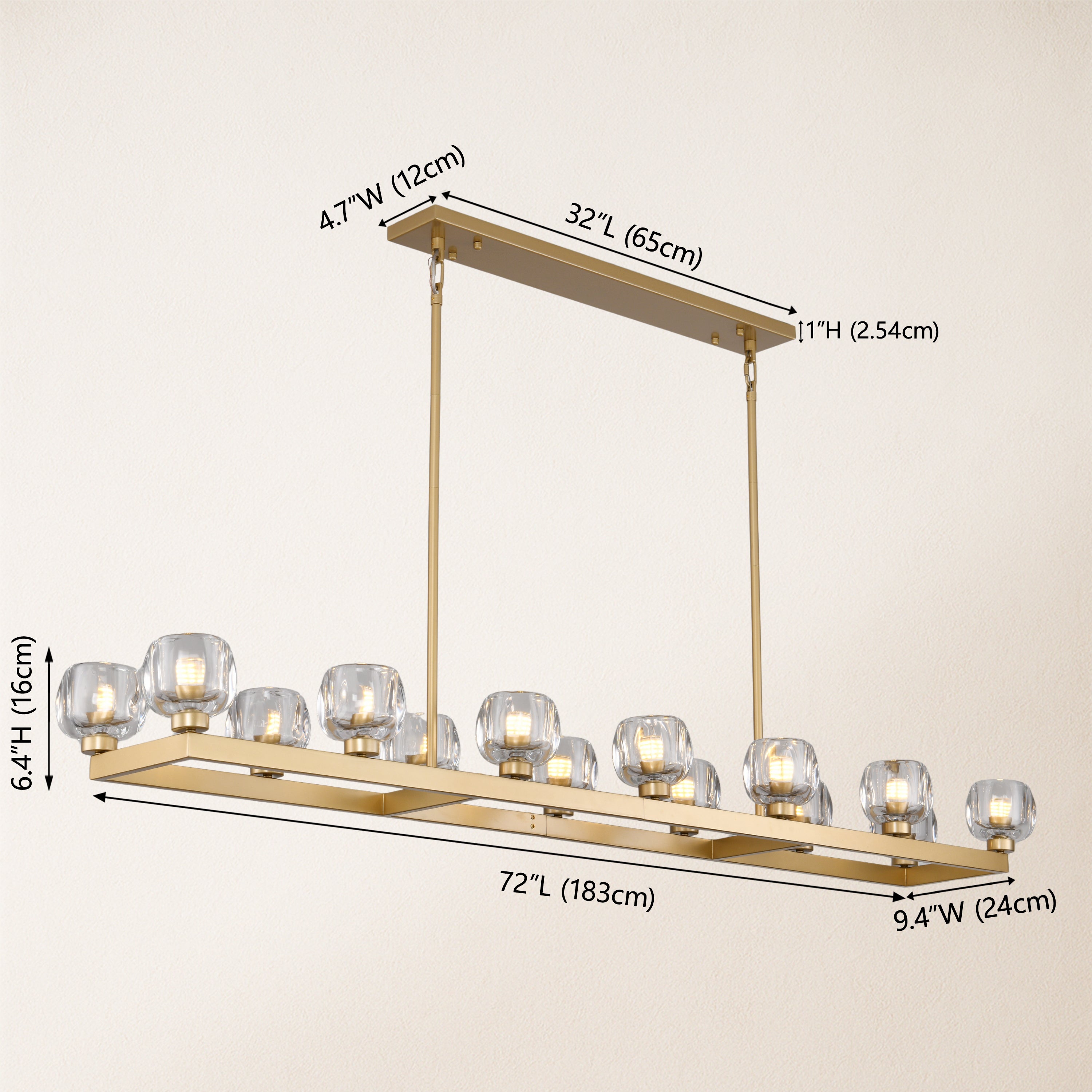 Vellum Rectangular Chandelier 173cm L