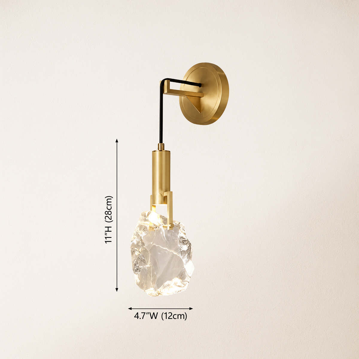 Irregular Crystal Shad Wall Sconce H28cm dimensions 1