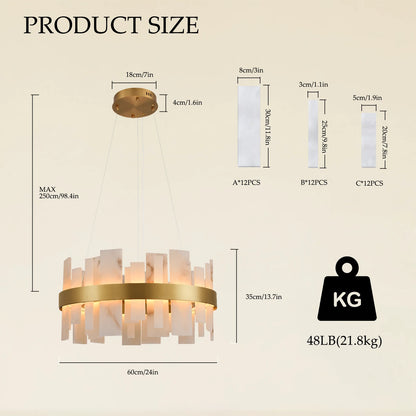 Nocturne Alabaster Round Chandelier 60cm
