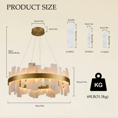 Nocturne Alabaster Round Chandelier 80cm