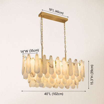 Caldera Alabaster Rectangular Chandelier 100cm