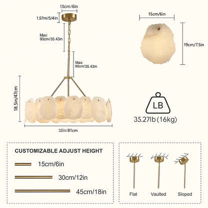 Moira Alabaster Round Chandelier 80cm D