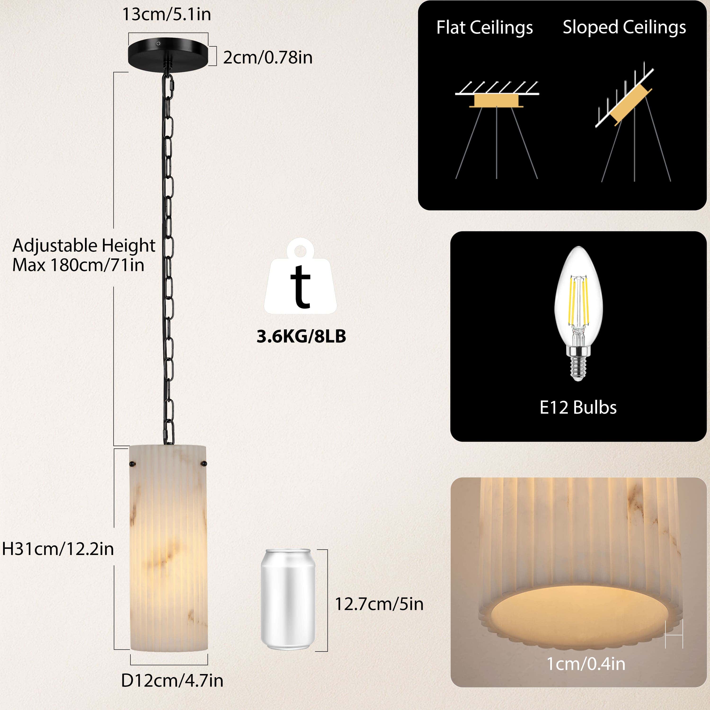Luminare Resin Fluted Pendant 5" size-image 