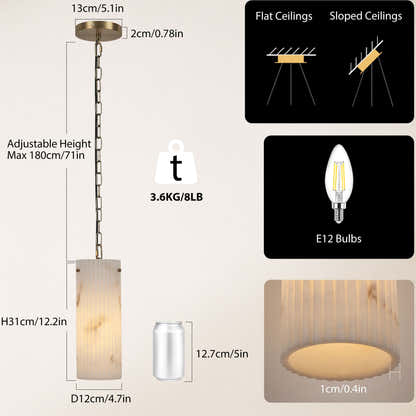 Luminare Resin Fluted Pendant 5" size-image 