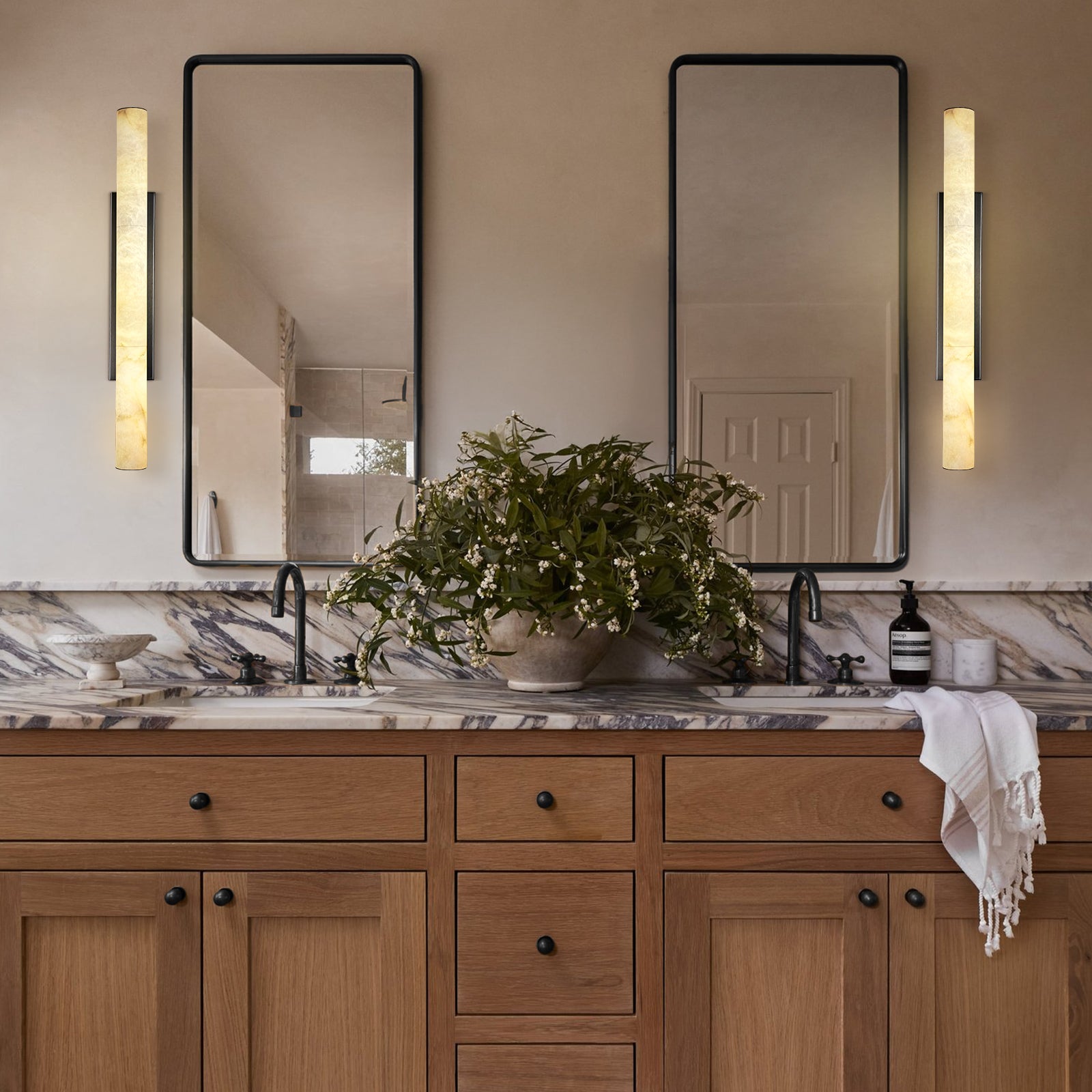 Sylvia Palladian Alabaster Wall Sconce 91cm H