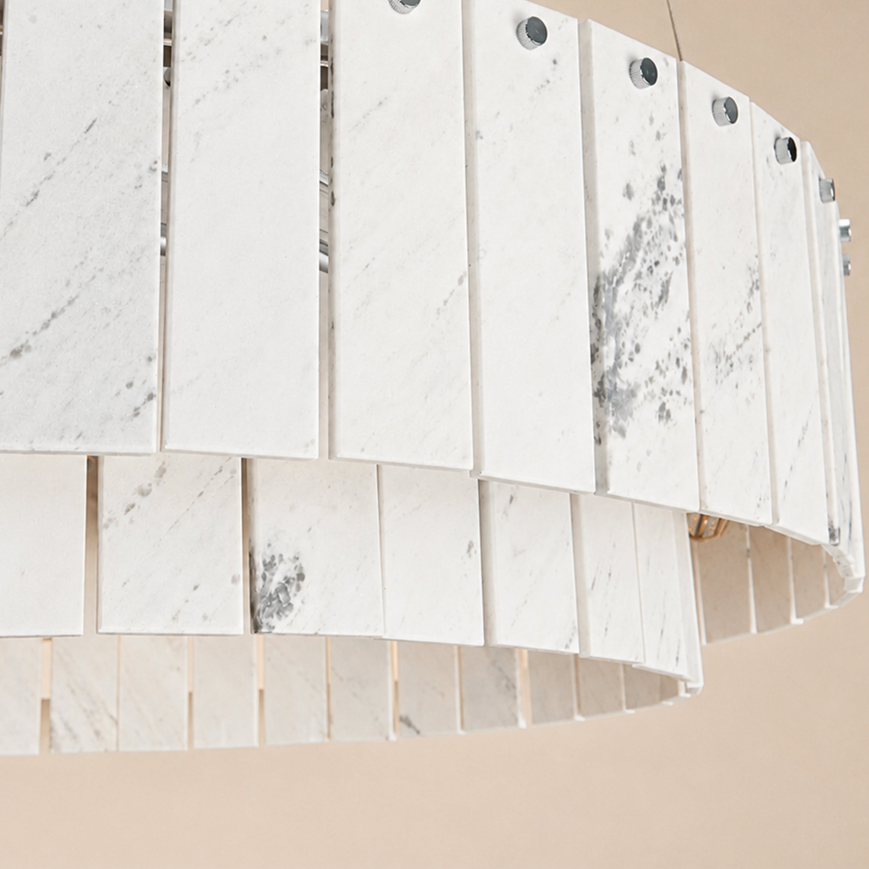 Pietra White Marble Tiered Drum Chandelier 24" 31"D