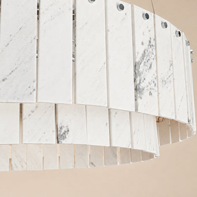 Pietra Porcelain White Marble Tiered Drum Chandelier 24" 31"D