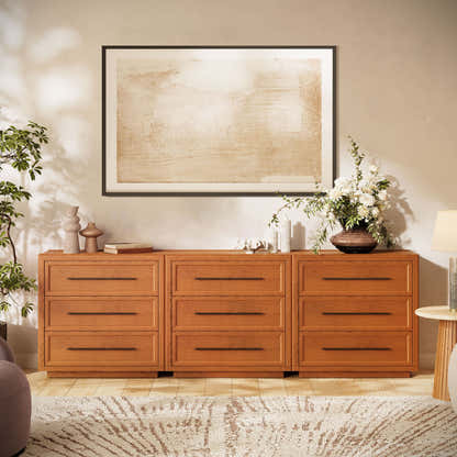 Alvar 95″ Oak 9-Drawer Chest(Set of 3)