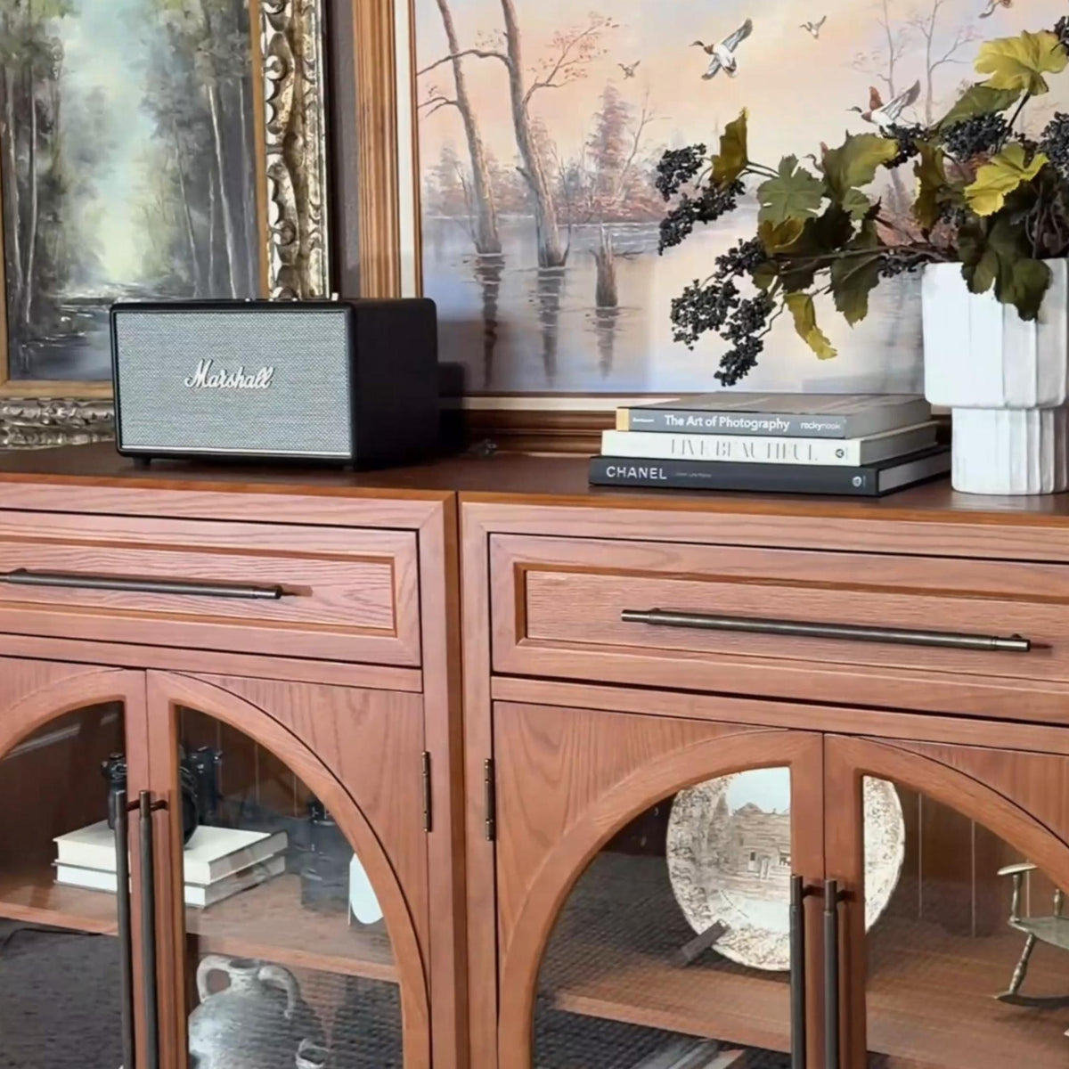Alvar Arched 61" Oak Sideboard with Drawers(Set of 2)
