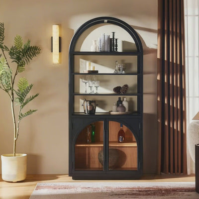 Alvar Arched Bookcase with Cabinet 79"H