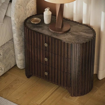 Sinclair Fluted Stone Nightstand 30"W
