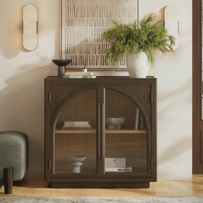 Alvar Arched 91″ Oak Media Console(Set of 3)