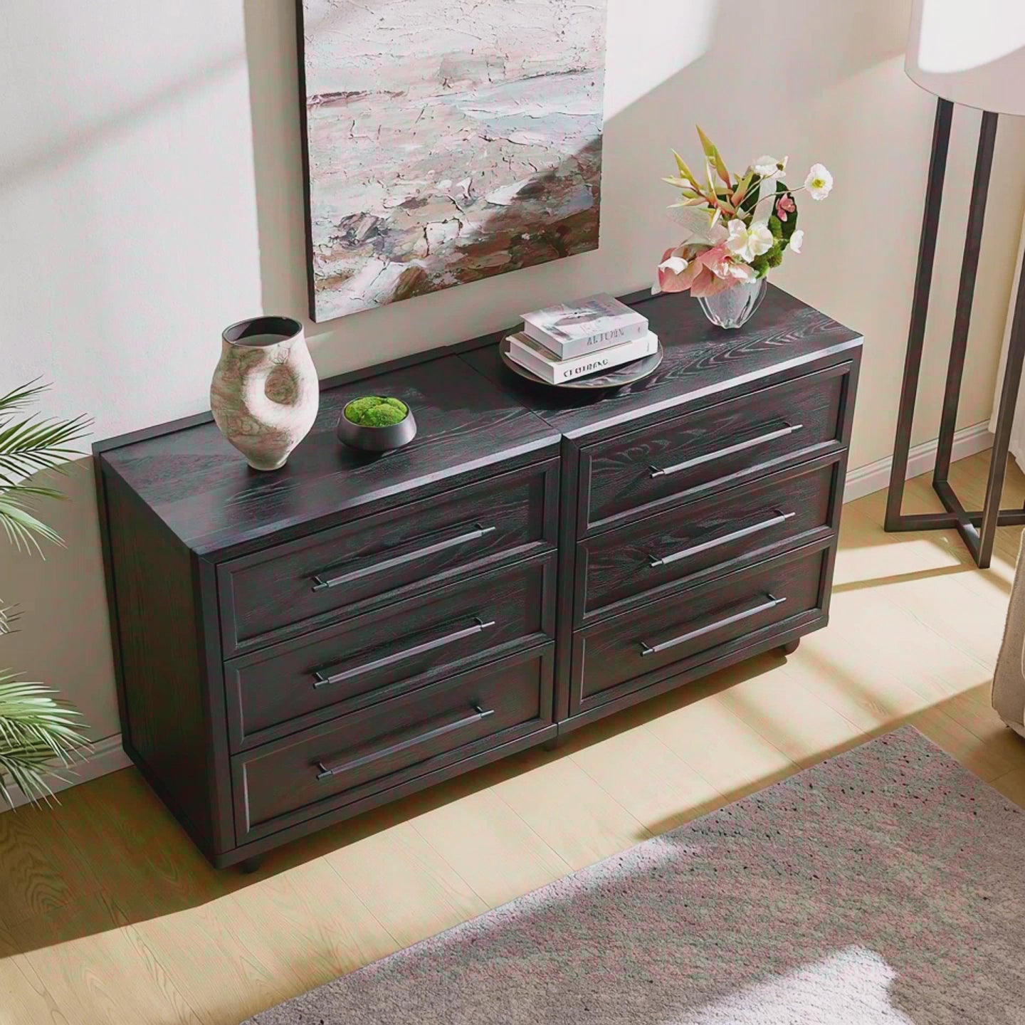 Alvar 61″ Oak 6-Drawer Chest(Set of 2)