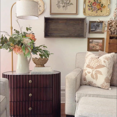 Sinclair Fluted Stone Nightstand 30"W