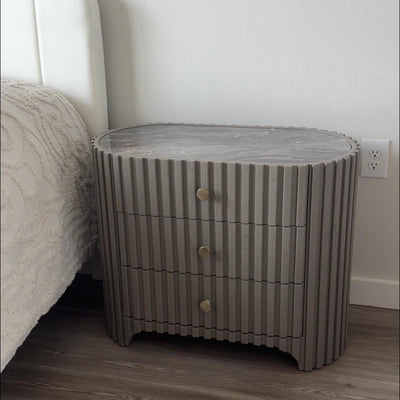 Sinclair Fluted Stone Nightstand 30"W