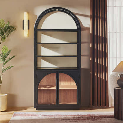 Alvar Arched Bookcase with Cabinet 79"H