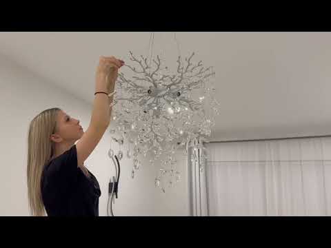 Frostleaf Crystal Cascade Branch Round Chandelier 76cm
