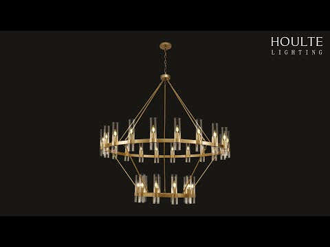 Cylora Glass Tube 2-Tier Round Chandelier 122cm