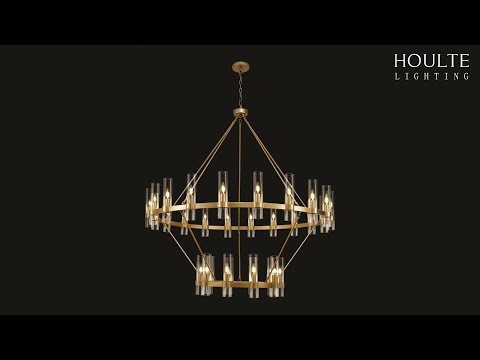 Cylora Glass Tube 2-Tier Round Chandelier 152cm