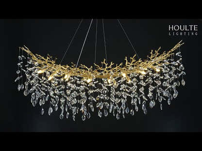 Frostleaf Crystal Cascade Tree Branch Linear Chandelier 183cm