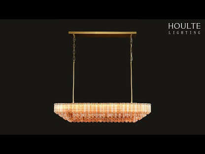 Ethereal Radiance Crystal Clear/Amber Rectangular Chandelier 109cm L