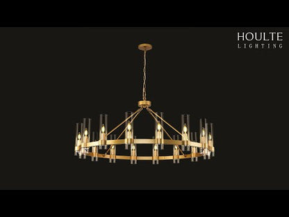 Cylora Glass Tube Round Chain Chandelier 152cm