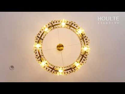 Stellara Crystal Strip Round Halo Chandelier 61cm D