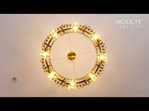Stellara Crystal Strip Round Halo Chandelier 61cm D
