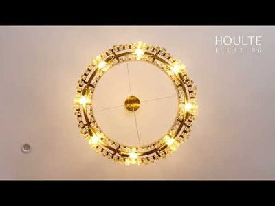 Stellara Crystal Strip Round Halo Chandelier 81cm D